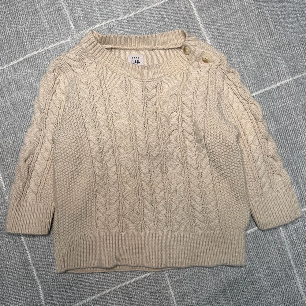 Baby GAP 12-18‎ Months Fisherman Sweater Cable Knit Button Collar Cotton